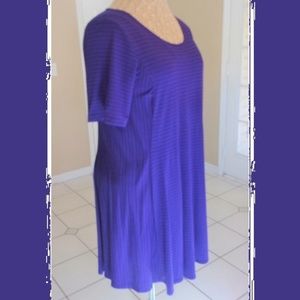 Navy Black-Striped Princess-Seam Swing Dress